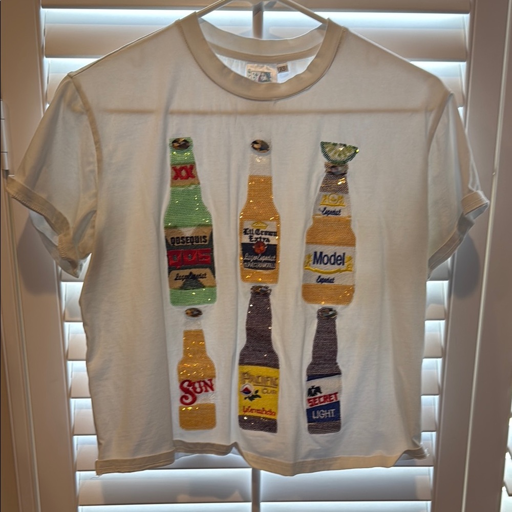 Graphic Tee with Beer Bottle Design